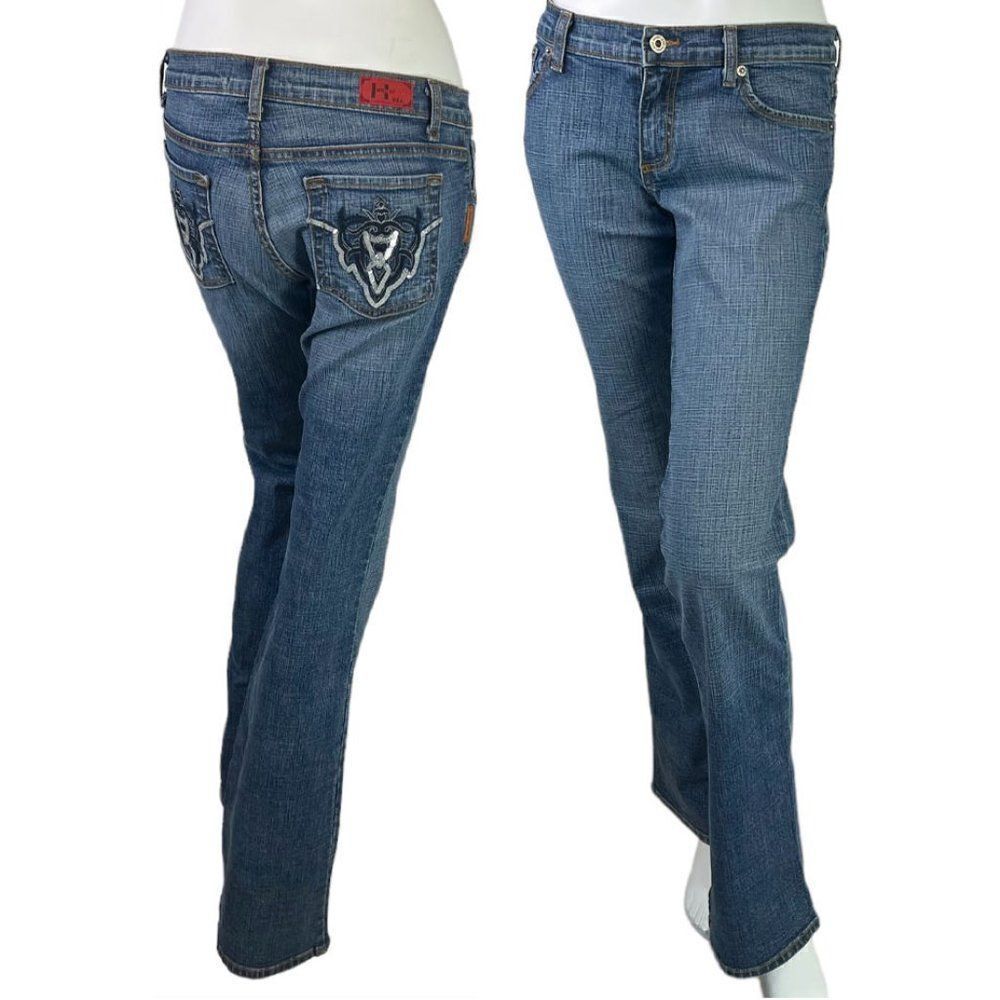 90s Hammer USA Bootcut Denim Jeans Embellished Back Pockets Size Junior 13